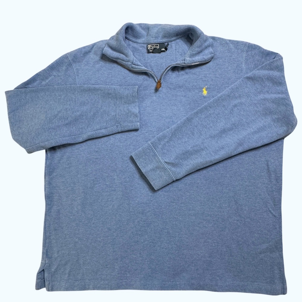 Vintage Polo Ralph Lauren Men's Blue 1/4‎ Zip Pullover XXLarge
